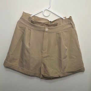 Zaful Beige Tailored High Waisted  Shorts Size Large